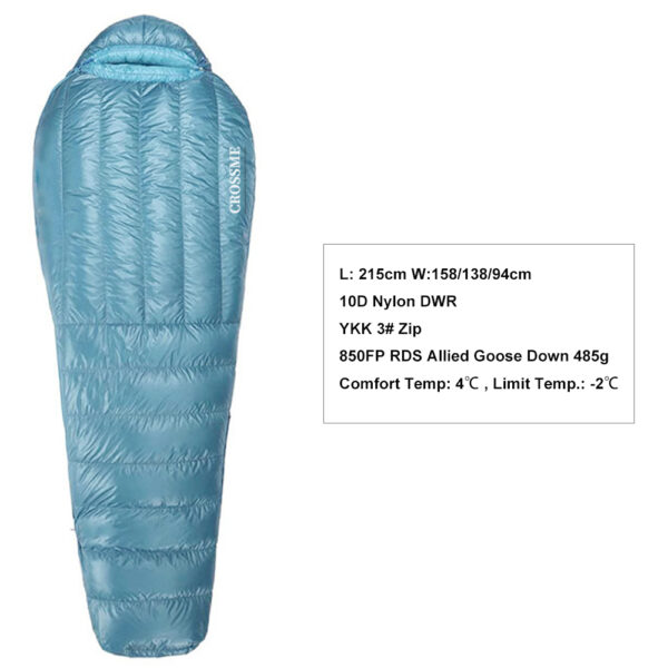 Down Sleeping Bag Backpacking 10D Nylon RDS 850FP 600g