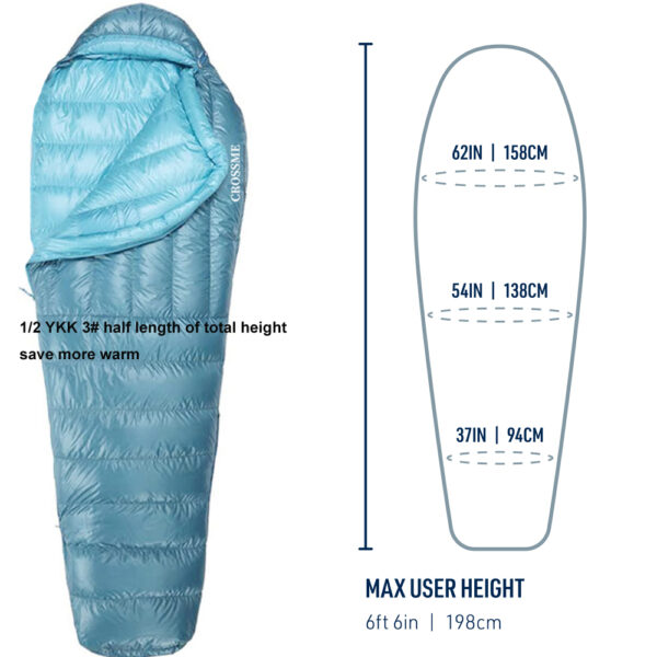 Down Sleeping Bag Backpacking 10D Nylon RDS 850FP 600g