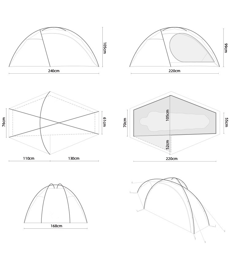 Size for 10D solo tent